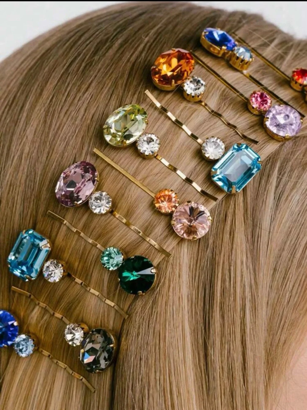 ✨NEW 6-piece Multicolor Crystal Hair Pins - Women Accessories